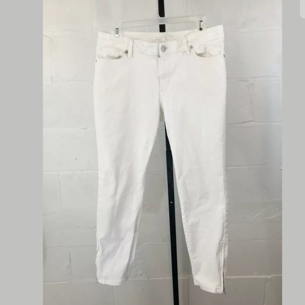 Ann Taylor Loft Curvy Skinny Ankle Jeans White